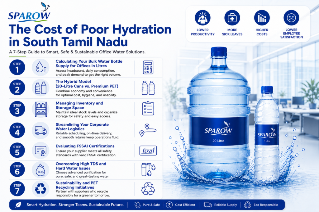bulk water bottle supply for offices in south tamilnadu, sparow packaged drinking water