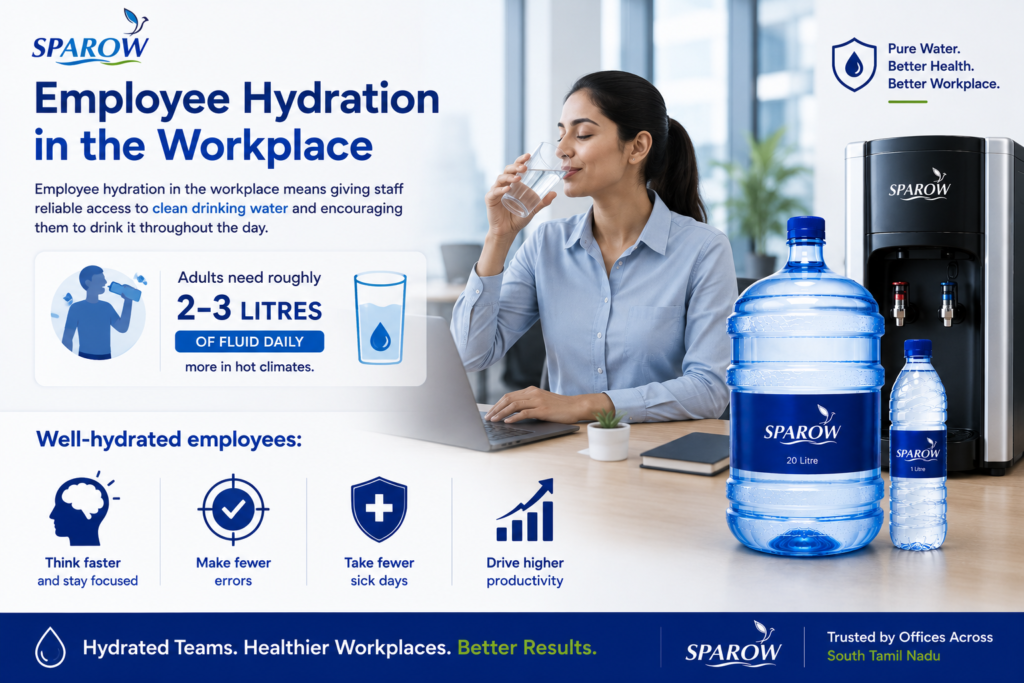 sparow packaged drinking water, employee hydration in the workplace