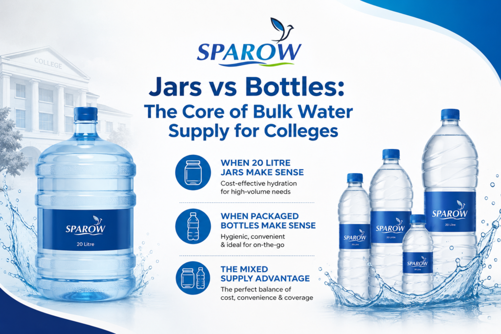 Bulk water bottle supply for colleges which is best 20litre cans or bottles