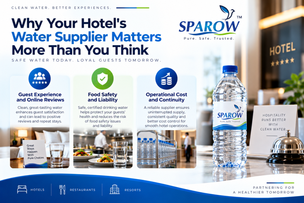 How to choose a packaged drinking water supplier for hotels based on guest experience, food safety, operational cost, and supply reliability
